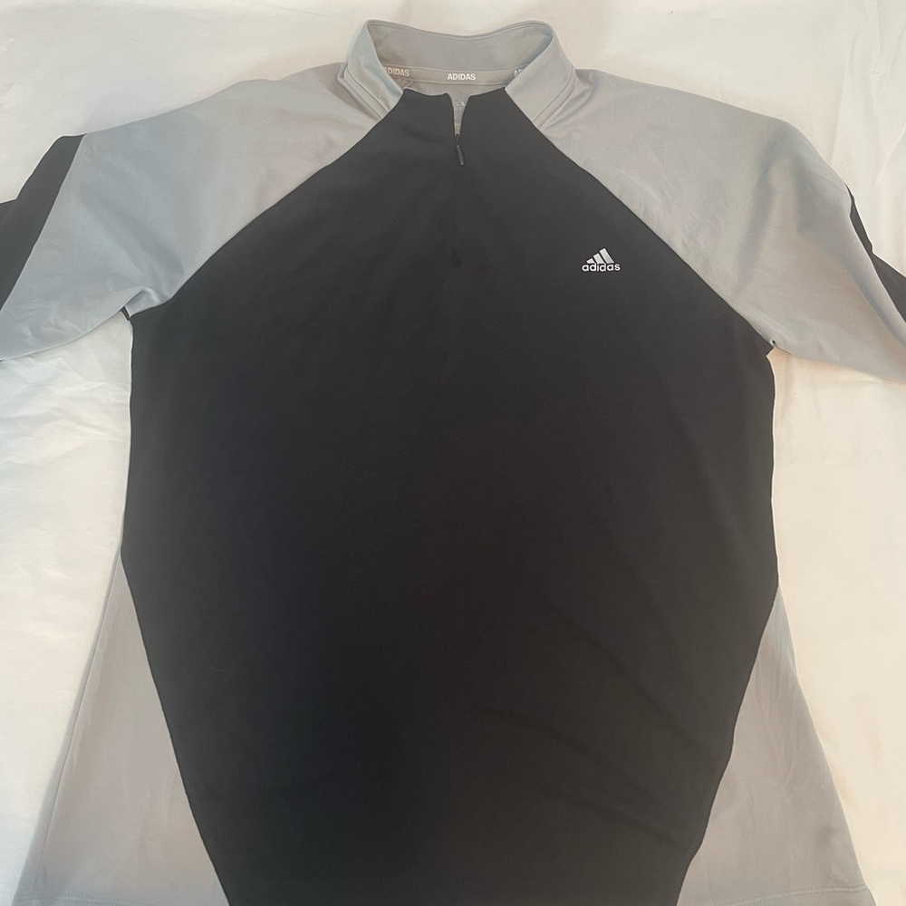 Adidas Women’s Golf Pique Black and Gray Quarter-Zip X-Large Pullover